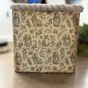 Floral Bunny decopodge Handmade spring vase or multi use glass